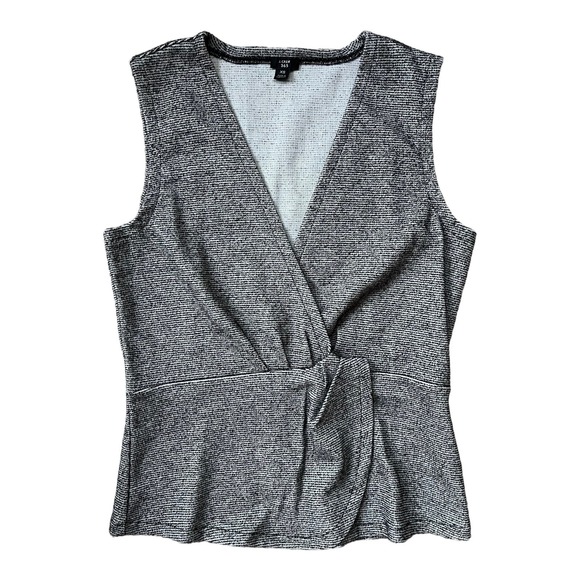 J. Crew 365 Sleeveless Wrap Top Black White Polyester Cotton Women's Size XS - Picture 1 of 4